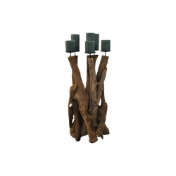 HSM Collection -kaarsenhouder 5 kaarsen-35x35x65--teak/metaal