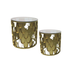 HSM Collection -ronde bijzettafel-ø45x45/ø35x35--metaal/glas