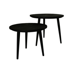 HSM Collection -ronde bijzettafel verona s/2-60x60x50/50x50x40--mango/metaal