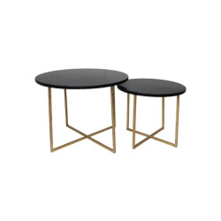 HSM Collection -ronde bijzettafel s/2-ø61x45/ø46x39--marmer/metaal