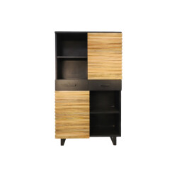 HSM Collection -wandkast lille 2 deur 2 la-110x45x190-zwart/naturel-acacia/metaal