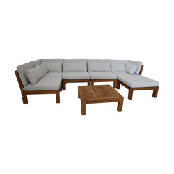 HSM Collection -tuin lounge set aruba 7 delig-168x336x64--teak/stof