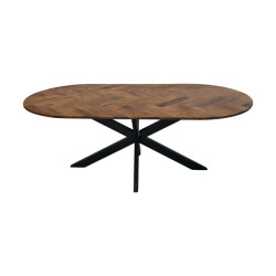 HSM Collection -ovale eettafel mozaiek-240x110x76--mango/metaal