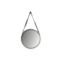 HSM Collection -ronde spiegel met riem-49x3x68--metaal/kunstleder