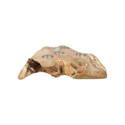 HSM Collection -waxinelichthouder 4 gaten-30x30x7--teak/metaal