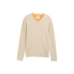 Tom Tailor V-neck stucture neck zand