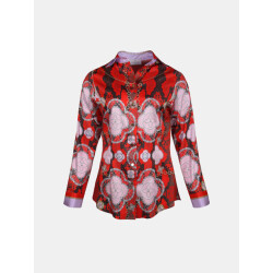 Mucho Gusto Blouse francis bay rode slangenprint met parel- en diamantelementen
