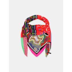 Mucho Gusto Zijden sjaal st. tropez patchwork nautisch met rood racethema
