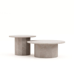 HSM Collection -ronde salontafel sofia s/2-ø80x32 / ø60x43--travertine