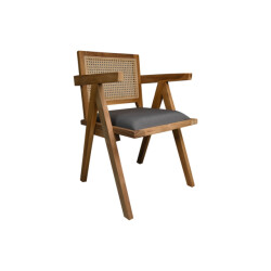 HSM Collection -eetkamerstoel phi-52x54x83-naturel/donker -teak/stof
