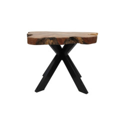 HSM Collection -bijzettafel victoria-ø60-70x45--teak/metaal
