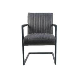 HSM Collection -eetkamerstoel texas met arm-55x50x85-grafiet/grijs-leder/metaal