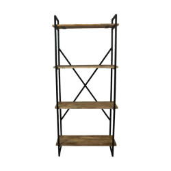 HSM Collection -stellingkast 4 planken-80x35x180--mango/metaal