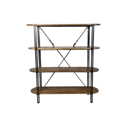 HSM Collection -wandkast met 4 planken-130x39x140--mango/metaal