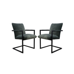HSM Collection -eetkamerstoel boston s/2-56x68x89-licht -stof/metaal