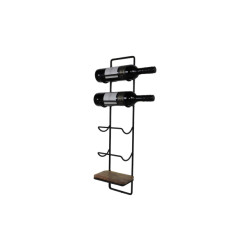 HSM Collection -hangend wijnrek 5 flessen-15x10x70--mango/metaal