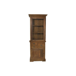 HSM Collection -vitrinekast 2 deur 3 la-72x46x193--teak/glas