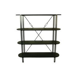 HSM Collection -wandkast met 4 planken-130x39x140--mango/metaal
