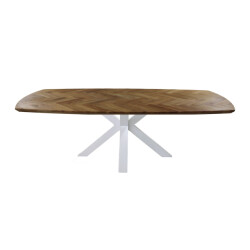 HSM Collection -danish eettafel fishbone-200x100x76--eiken/metaal