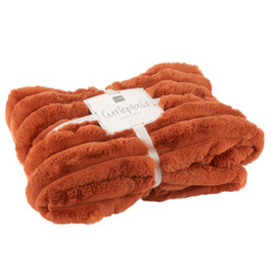 J-Line plaid large corduroy polyester roest 180x130x2cm