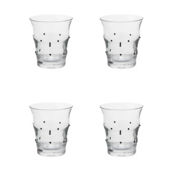 Sia Deco Set van 4 waterglazen in transparant en zwart geblazen glas h10