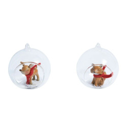 Sia Deco Rood en bruin hinde en vos kerstballen h9