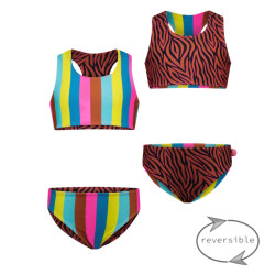 Just Beach Meisjes reversibel bikini sportief caramel zebra