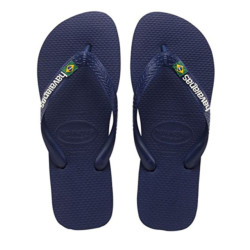 Havaianas brasil logo navy blue teenslippers unisex