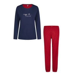 By Louise Dames pyjama set lang katoen blauw