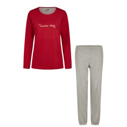 By Louise Dames pyjama set lang katoen rood