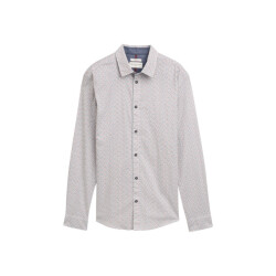 Tom Tailor Printed stretch shirt ecru dessin