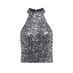 Only Jdydiana sl sequins halter top jrs zilverkleurig