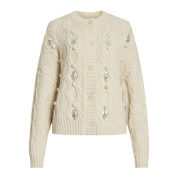 Vila Vicecilia sequin knit cardgian wi beige