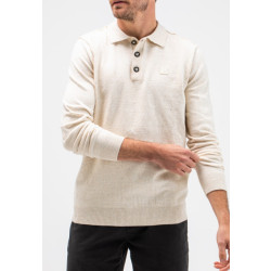 Butcher of Blue Clifden polo long sleeve beige grey 618 -  trui met polokraag