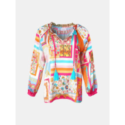 Mucho Gusto ® blouse milano oranje roze patchwork