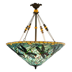 LumiLamp Hanglamp tiffany Ø 71x75 cm blauw metaal glas libelle hanglamp