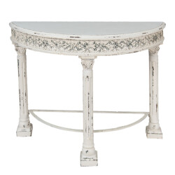 Clayre & Eef Sidetable 120x49x86 cm ijzer hout halfrond bloemen wandtafel