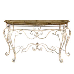 Clayre & Eef Sidetable 138x39x77 cm bruin hout ijzer wandtafel