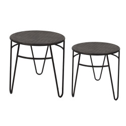 Clayre & Eef Bijzettafel set van 2 Ø 51 / Ø 41 cm ijzer