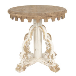 Clayre & Eef Bijzettafel rond Ø 80x81 cm wit hout rond sidetable