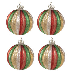 Clayre & Eef Kerstbal set van 4 Ø 8x8 cm groen glas