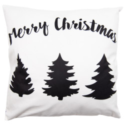 Clayre & Eef Clayre & eef kussenhoes 45x45 cm zwart polyester vierkant kerstboom merry