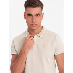 Ombre Poloshirt heren korte mouw sand melange 0109-sm