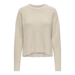 Only Onlluna ls o-neck pullover knt beige