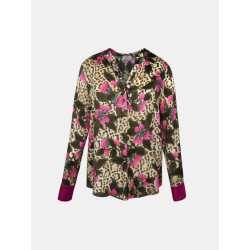 Mucho Gusto ® blouse monza luipaard roze bloemen