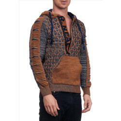Rusty Neal heren trui camel hoodie 13362