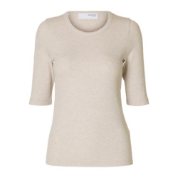 Selected Femme slfdianna 2/4 o-neck top 16090497 oatmeal