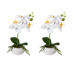 Kopu ® set 2 stuks mini kunstplant orchidee 27 cm in te sierpot -