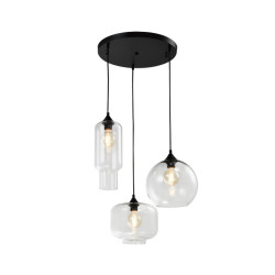 QUVIO Hanglamp glas 3-lichts rond zwart quv5125l-black