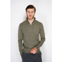 William de Faye Zipped sweater kaki